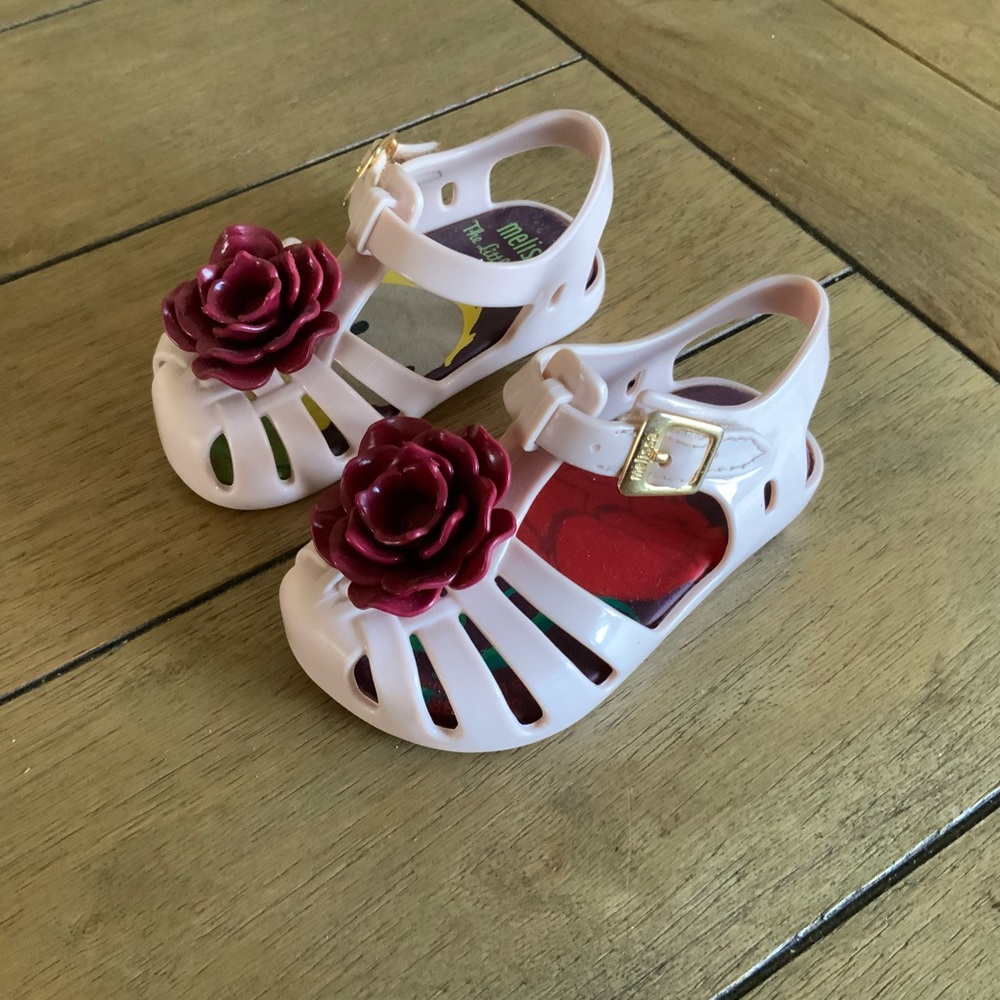 Mini Melissa blush sandal with burgundy rose - Picture 3 of 4